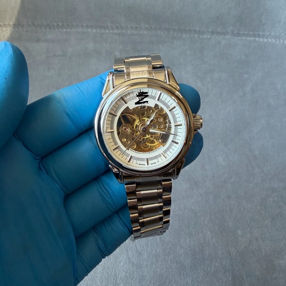 Men's Silver Skeleton Watch